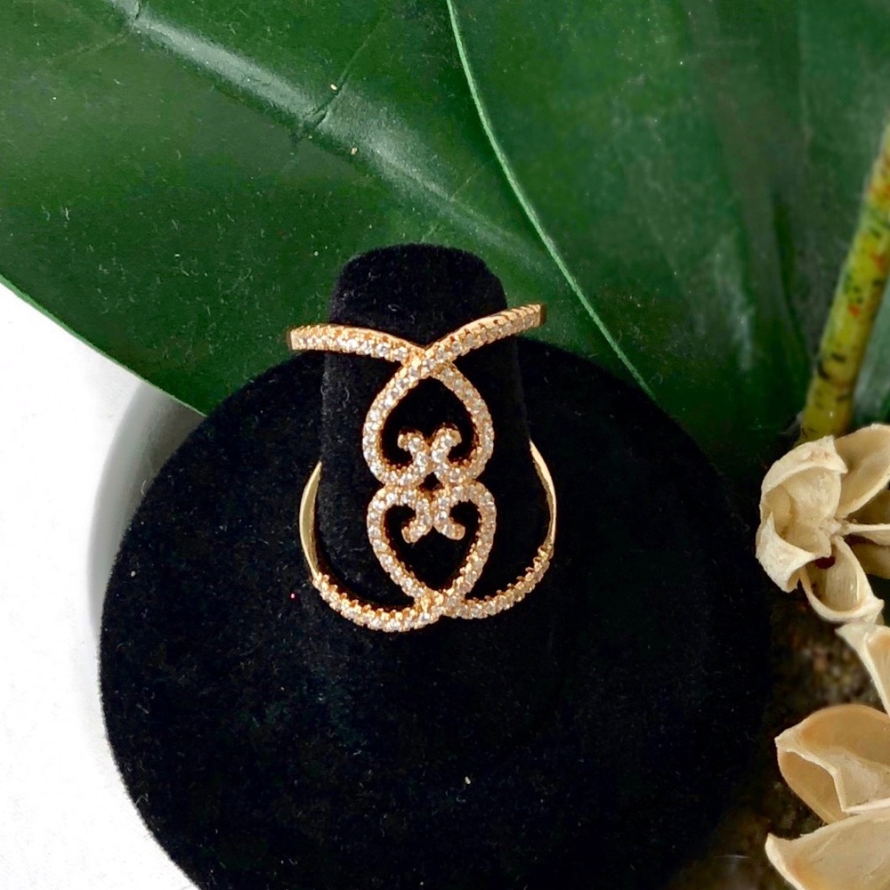 Rose Gold Statement Ring With Crystals